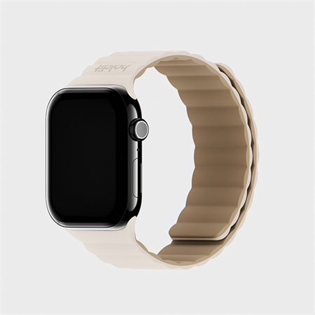 Holdit - Light Beige/Beige Magnet Silicone Rem til Apple Watch 45/44 & 42mm