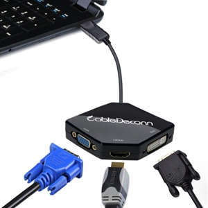 Adapter - 4K HD TV DisplayPort til HDMI, VGA & DVI