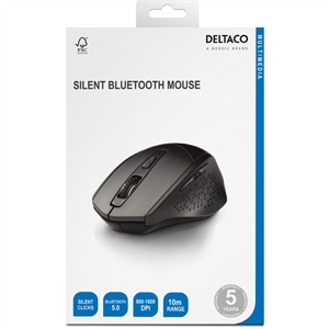 Deltaco - Trådløs Mus med Bluetooth- Sort, set foran i æsken