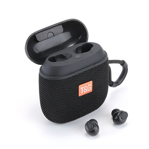 2 i 1 TWS udendørs Bluetooth Højtaler med EarBuds - Sort
