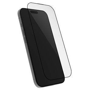Holdit - Fulddækkende Beskyttelsesglas til iPhone 17, set foran en mobil 