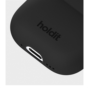 Holdit - Sort Silicone Case Airpods 4, set fra siden