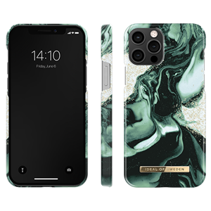 iDeal Of Sweden - Fashion Case Golden Olive Marbel - iPhone 12 & 12 Pro