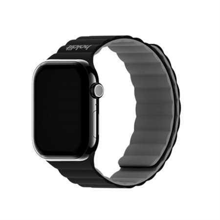 Holdit - Black/Grey Magnet Silicone Rem til Apple Watch 41/40 & 38mm