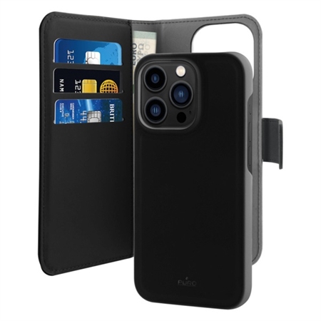 Puro Magnet Wallet Sort iPhone 14 Pro Wallet åben