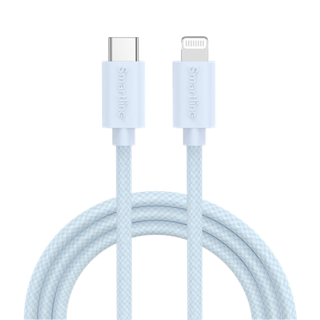 Smartline - USB-C til Lightning 2m - Blå, set fra oven