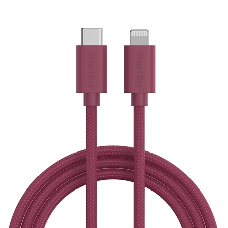 Smartline - USB-C til Lightning 2m - Rød, set fra oven
