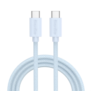 Smartline - USB-C til USB-C 2m - Lyseblå, set fra oven