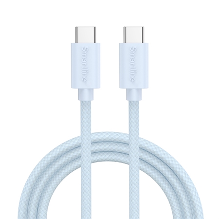Smartline - USB-C til USB-C 2m - Lyseblå, set fra oven