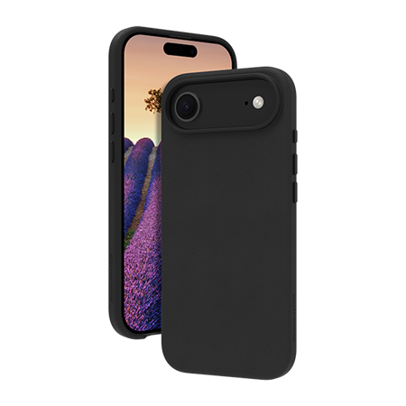 dbramante1928 - Roskilde MagSafe Case Ægte Læder Black - iPhone 17 Air, set med mobil foran coveret