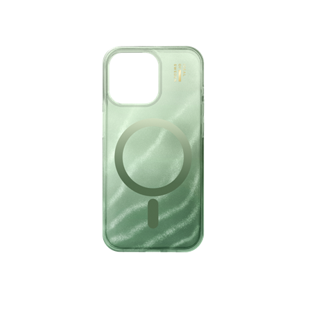 iDeal Of Sweden - Clear Case MagSafe Sage Green - iPhone 15 Pro Max, set foran fra toppen